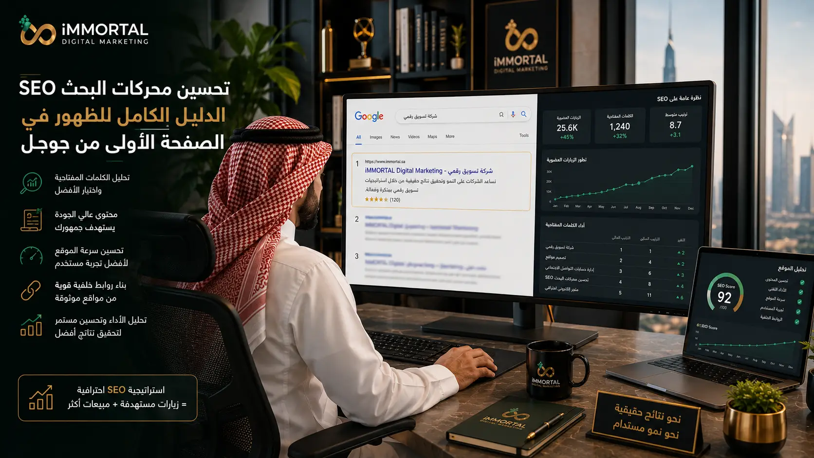 تحسين محركات البحث SEO: الدليل الكامل للظهور في الصفحة الأولى من جوجل